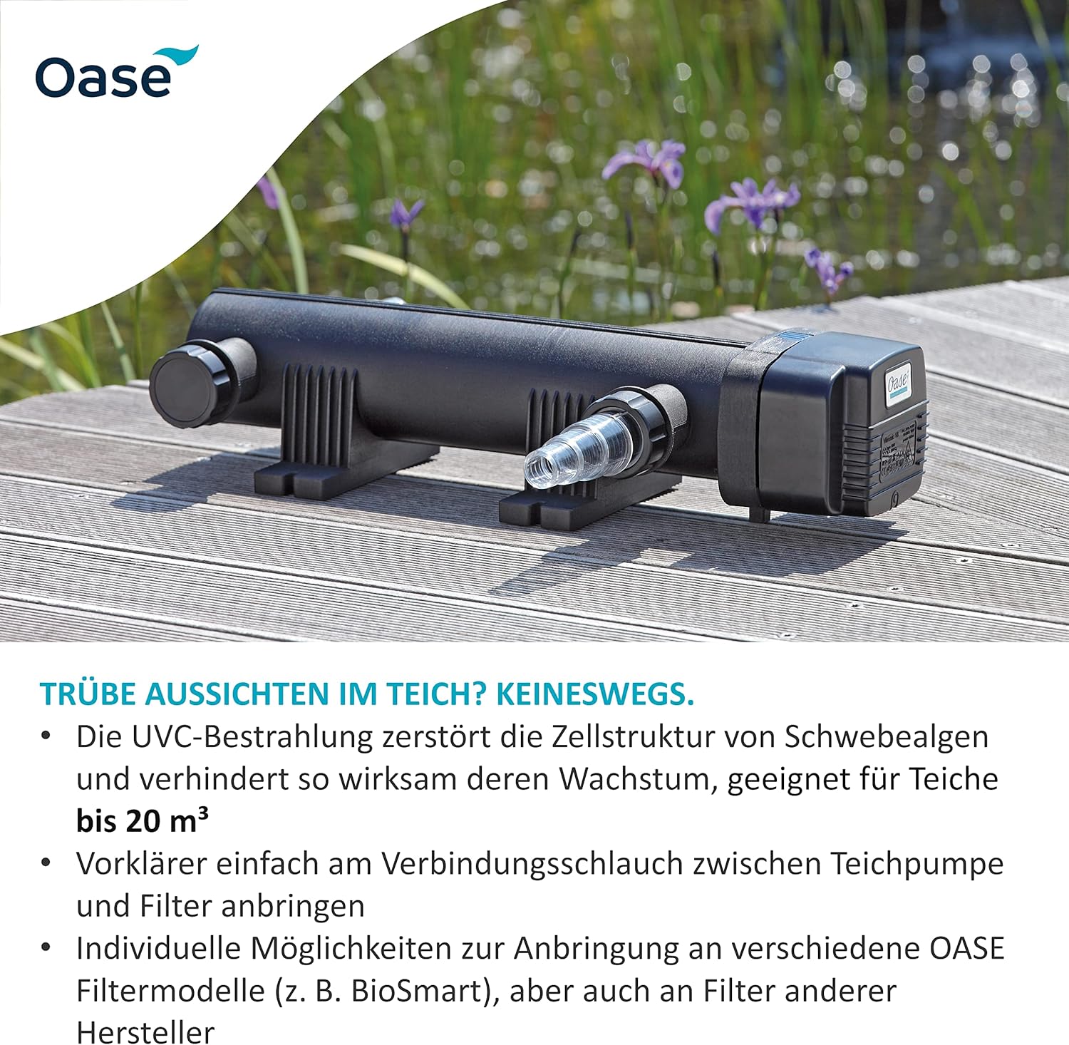 OASE 57377 Durchlauffilter BioSmart UVC 16000 geeignet für Teiche bis 16 m³, Filtersystem, Filterset inkl Filtermaterial und UVC Klärer, Schwarz – Bild 21