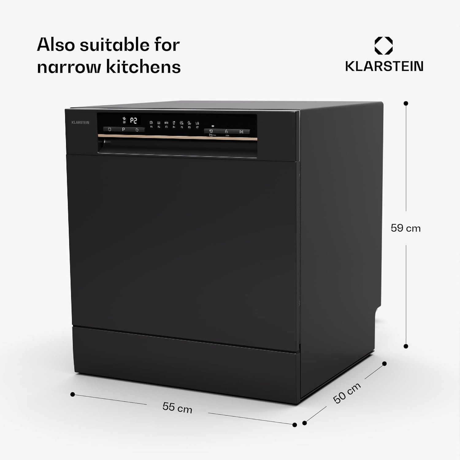 Klarstein ia 8 - Spülmaschine, Geschirrspüler, Freistehend, Teilintegriert, F, 55 cm breit, 8 Maßgedecke, 6 Programme, Aquastop, silber – Bild 26