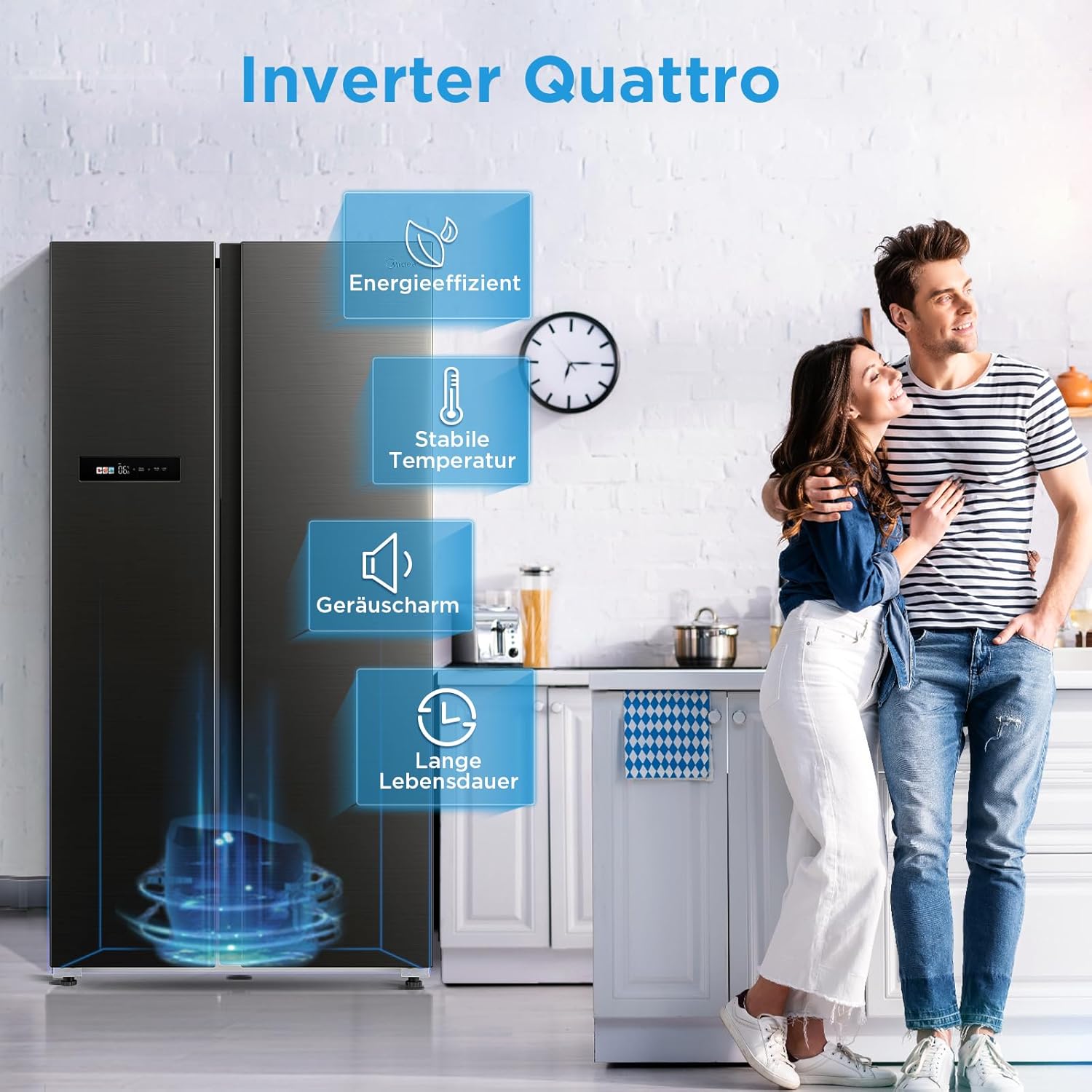 Midea KS-DDX 6.32 WT Side-by-Side Kühl-/Gefrierkombination/ 178,8 cm Hhe/ 254 kWh/Jahr/No Frost/Dual Inverter Compressor/mit 3in1 Wasser-/Eisspender und Wassertank, Dark Inox – Bild 39
