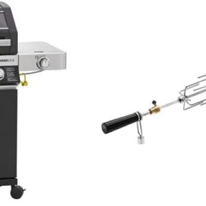 RÖSLE Elektrogrill BBQ-Portable Videro E2-P, tragbarer Tischgrill mit 2 Brennern, Warmhalterost und Deckel mit Glaseinsatz, pulverbeschichteter Stahl, schwarz/silbern
