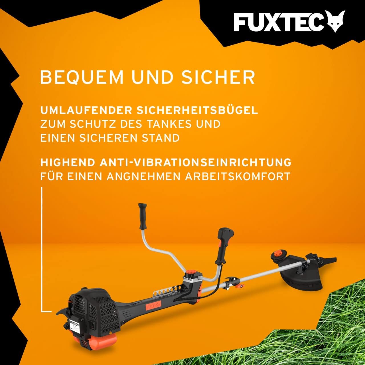 FUXTEC Profi Benzin Motorsense FX-PS162 – Profisense mit 62ccm, Faden und Komfort-Tragegurt – Rasentrimmer mit Antivibrationssystem – 2-Takt Freischneider Fadenspule – Bild 8