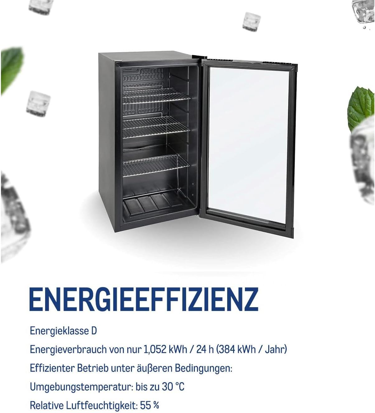 METRO Professional Mini-Kühlschrank GPC1088, 88 L, 1.052 kWh/24h, 3 Edelstahl-Drahtböden, schwarz – Bild 15