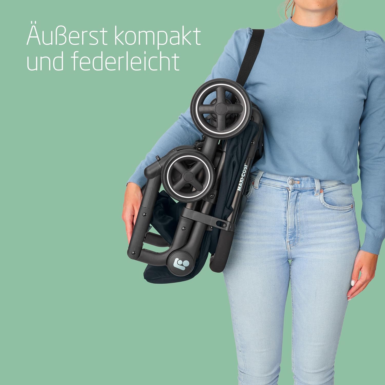 Maxi-Cosi Lara2 Baby Kinderwagen, 0–4 Jahre, 0–22 kg, federleichter, kompakter Buggy, 3 Liegepositionen, flache Liegeposition, klein zusammenklappbar, Schultergurt, Essential Graphite – Bild 3