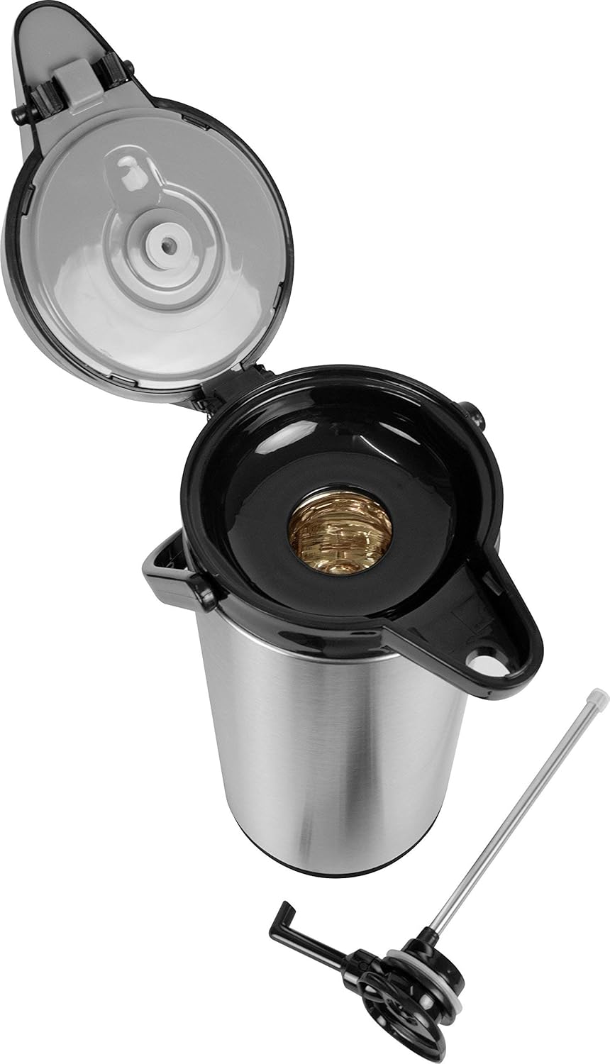 Saro Thermo Kaffeemaschine mit Korbfilter und Thermoskanne Industriekaffeemaschine mit Pumpkanne (2,2 Liter, ca. 10 Tassen Kaffee, Brüh- & Warmhaltefunktion), silber – Bild 15