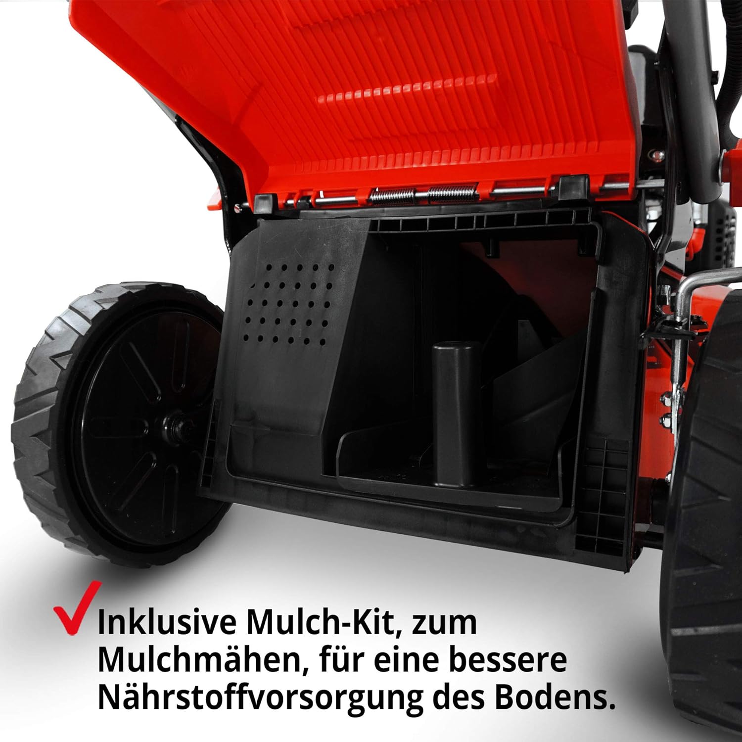 HECHT 5-IN-1 Benzin Rasenmäher – leistungsstarker 4 Takt Eco Motor 4,4 kW (6,0 PS) – Elektrostart – 53 cm Schnittbreite – 75 l Fangkorb – Radantrieb – patentierte Räder – Mulchmäher – Bild 3