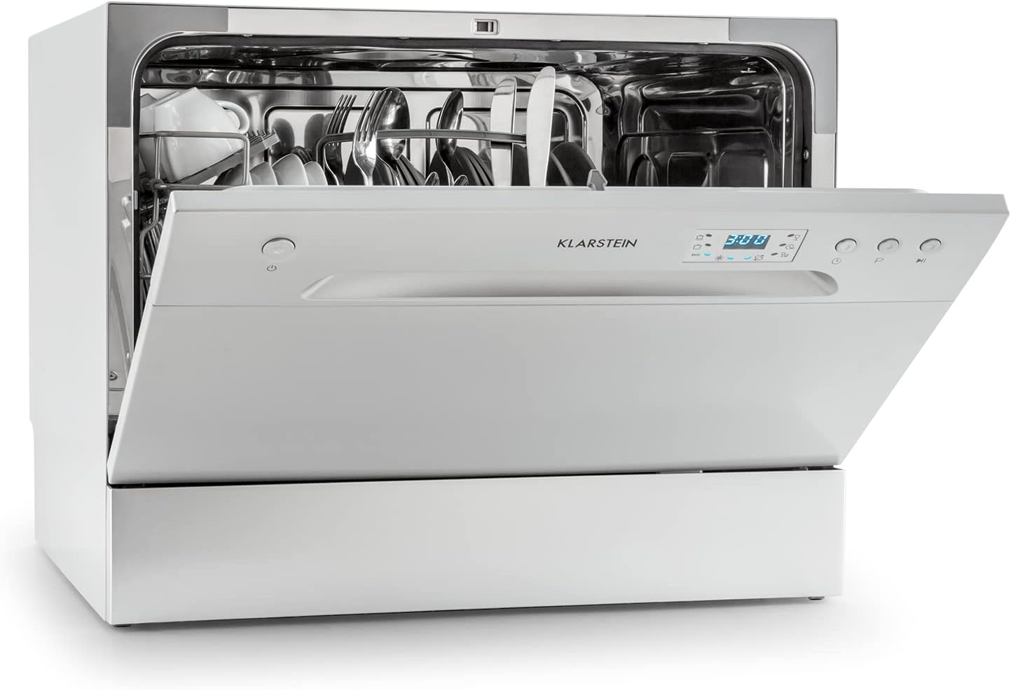 Klarstein ia 8 - Spülmaschine, Geschirrspüler, Freistehend, Teilintegriert, F, 55 cm breit, 8 Maßgedecke, 6 Programme, Aquastop, silber – Bild 8