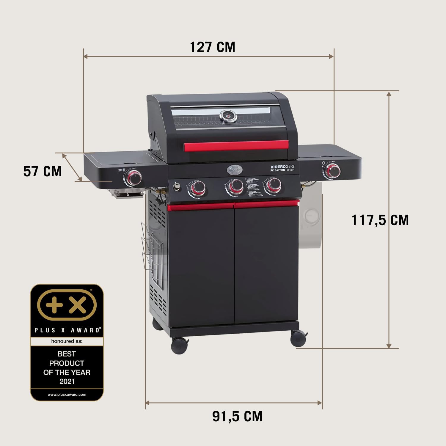 RÖSLE Elektrogrill BBQ-Portable Videro E2-P, tragbarer Tischgrill mit 2 Brennern, Warmhalterost und Deckel mit Glaseinsatz, pulverbeschichteter Stahl, schwarz/silbern – Bild 61