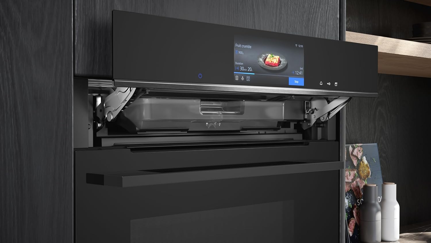 Siemens HB778G3B1,Q700 Smarter Einbau-Backofen, 60 x 60 cm, Made in Germany, Pyrolyse & Hydrolyse Selbstreinigung, Bratenthermometer, Air Fry, Backautomatik, Farbiger Touchscreen, 4D Heißluft, Schwarz – Bild 8