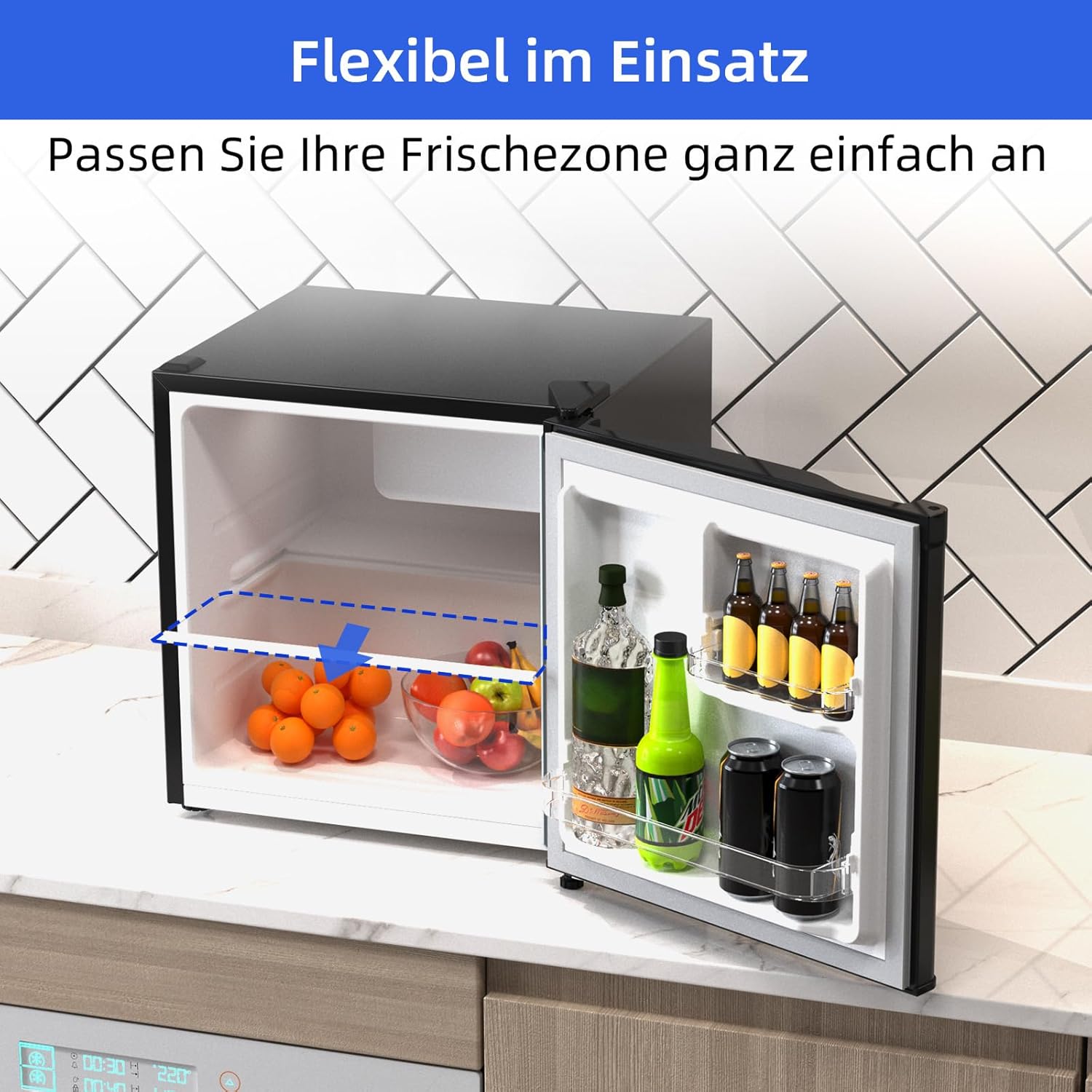 CHIQ Mini Bar Fridge 46 L, Mini Fridge, 49.6 x 47.4 x 44.7 cm (H x W x D), E Energy Consumption 80 kWh per Year, Very Quiet 39 dB – Bild 21
