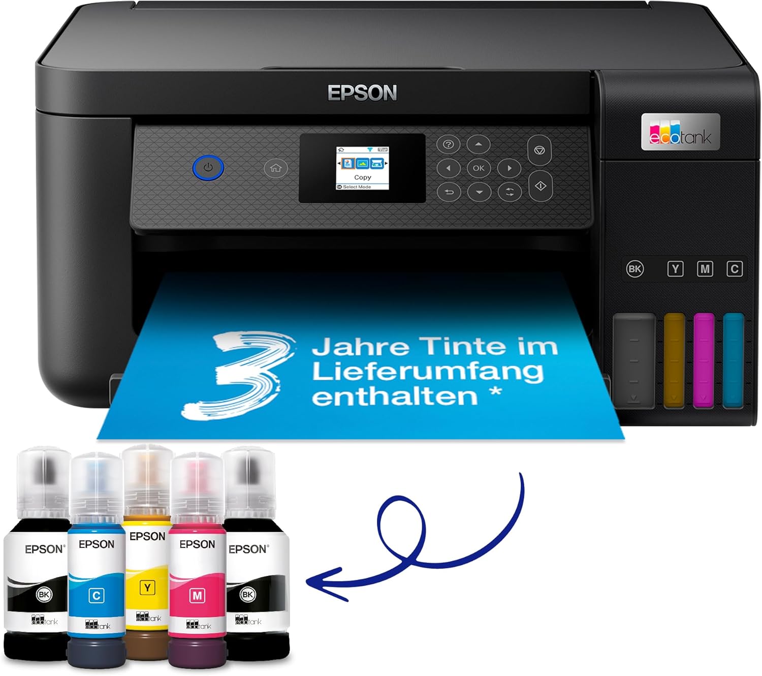 Epson EcoTank ET-2870 A4-Multifunktions-Wi-Fi-Tintentankdrucker, mit einem im Lieferumfang enthaltenen Vorrat an Tinten bis zu 3 Jahren – Bild 4