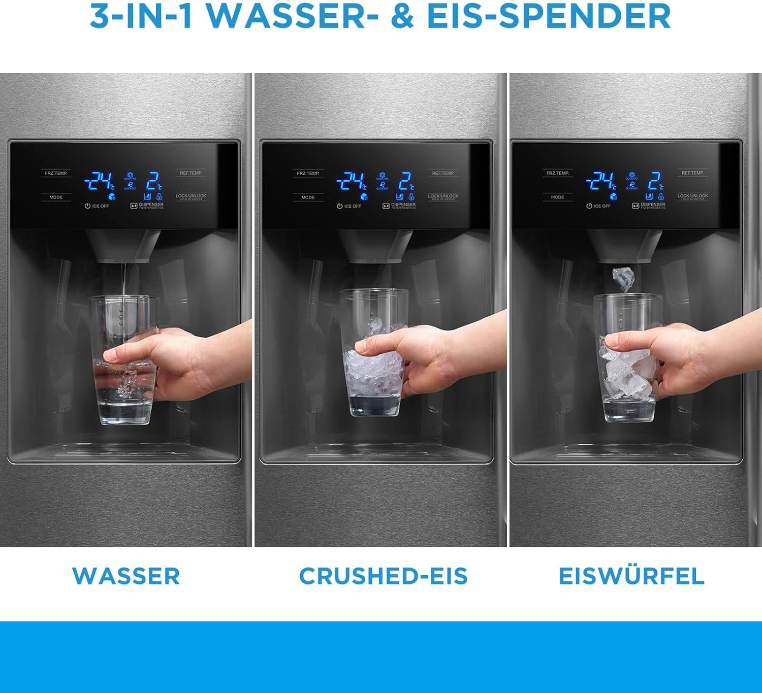 Midea KS-DDX 6.32 WT Side-by-Side Kühl-/Gefrierkombination/ 178,8 cm Hhe/ 254 kWh/Jahr/No Frost/Dual Inverter Compressor/mit 3in1 Wasser-/Eisspender und Wassertank, Dark Inox – Bild 22