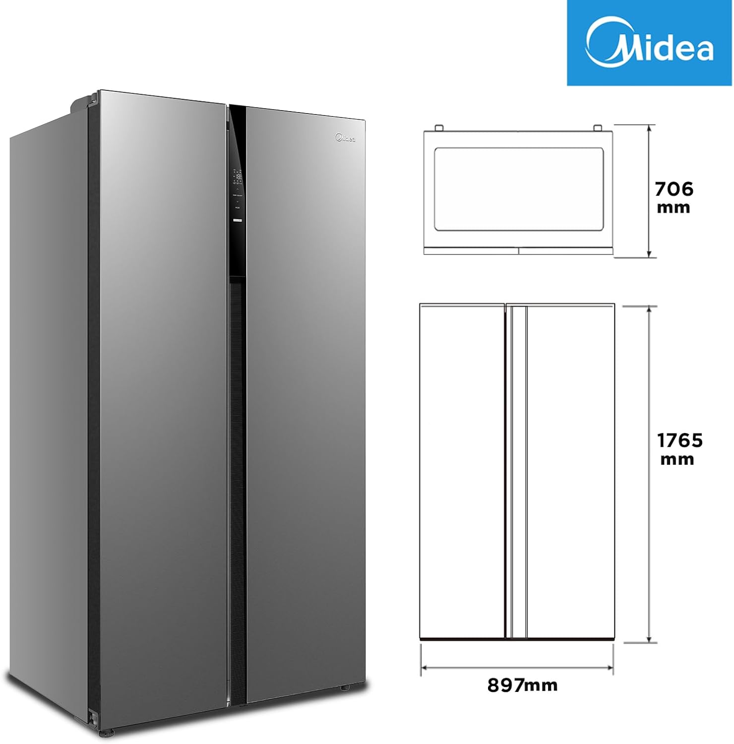 Midea KS-DDX 6.32 WT Side-by-Side Kühl-/Gefrierkombination/ 178,8 cm Hhe/ 254 kWh/Jahr/No Frost/Dual Inverter Compressor/mit 3in1 Wasser-/Eisspender und Wassertank, Dark Inox – Bild 63