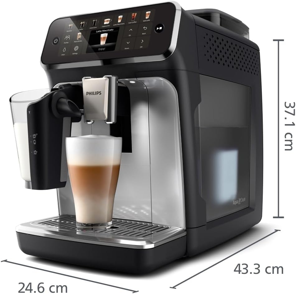 Philips Serie 5500 Kaffeevollautomat – LatteGo Milchsystem, 20 heiße und kalte Kaffeespezialitäten, 40% leiser mit SilentBrew, QuickStart, Grau (EP5544/50) – Bild 10
