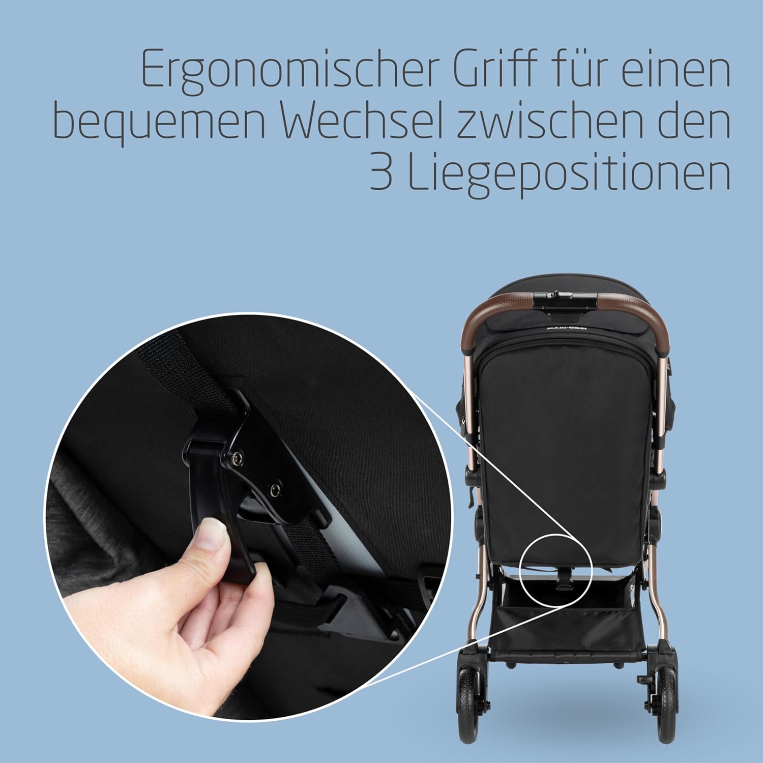 Maxi-Cosi Lara2 Baby Kinderwagen, 0–4 Jahre, 0–22 kg, federleichter, kompakter Buggy, 3 Liegepositionen, flache Liegeposition, klein zusammenklappbar, Schultergurt, Essential Graphite – Bild 29