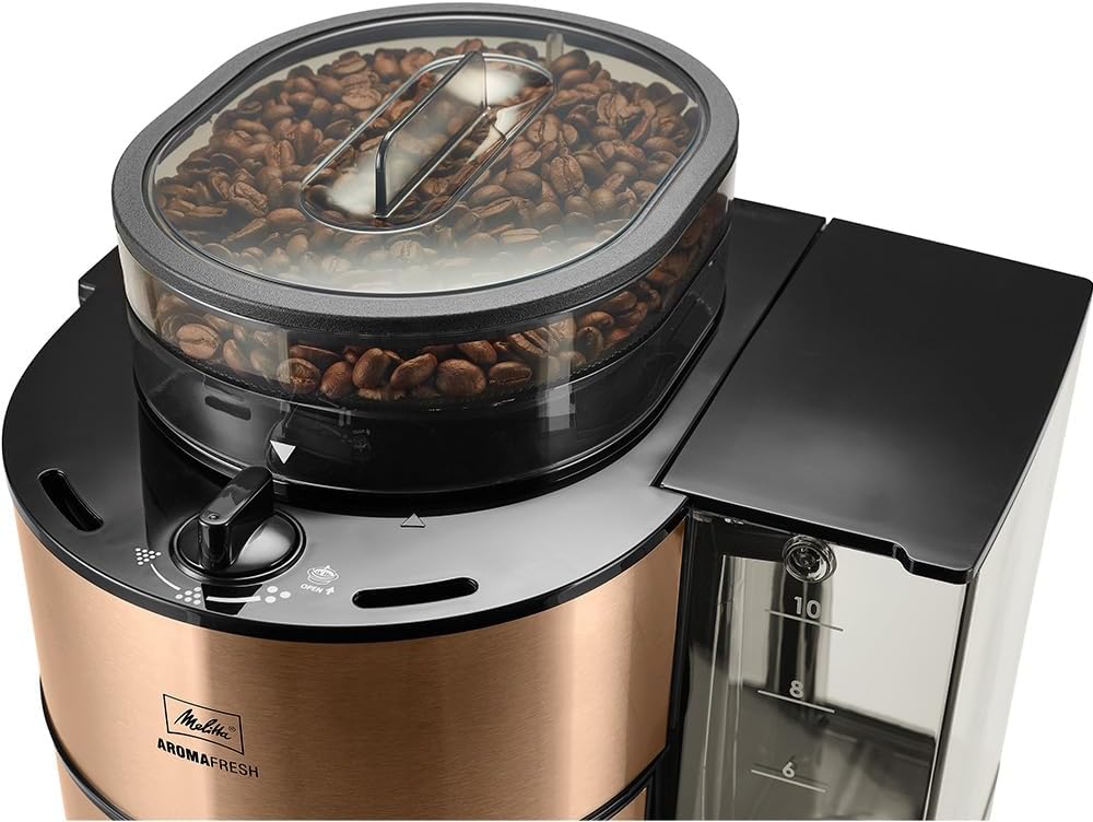Melitta AromaFresh - Filterkaffeemaschine - mit Glaskanne - integriertes Mahlwerk - Timer Funktion - 10 Tassen - Pure Black – Bild 15