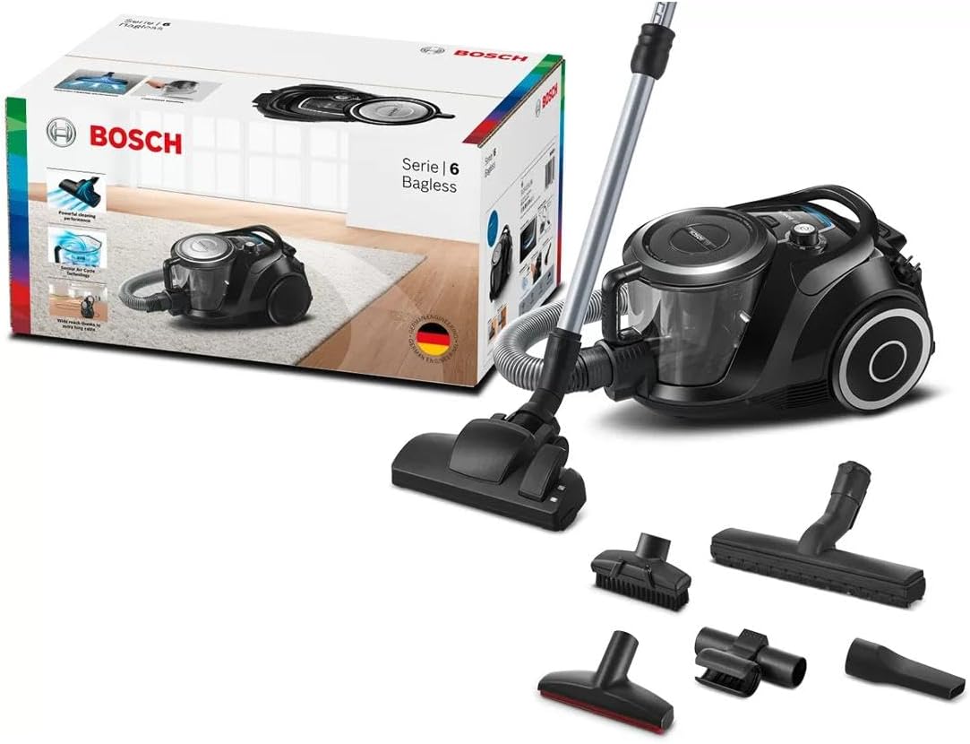 Bosch Staubsauger beutellos Serie 6 BGC41X36, Bodenstaubsauger, ideal für Allergiker, Hygiene-Filter, Bodendüse für Parkett, Teppich, Fliesen, Starke Saugleistung, leise, 700 W, blau – Bild 6