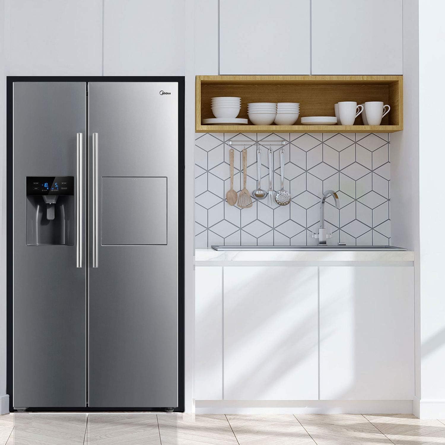 Midea KS-DDX 6.32 WT Side-by-Side Kühl-/Gefrierkombination/ 178,8 cm Hhe/ 254 kWh/Jahr/No Frost/Dual Inverter Compressor/mit 3in1 Wasser-/Eisspender und Wassertank, Dark Inox – Bild 26