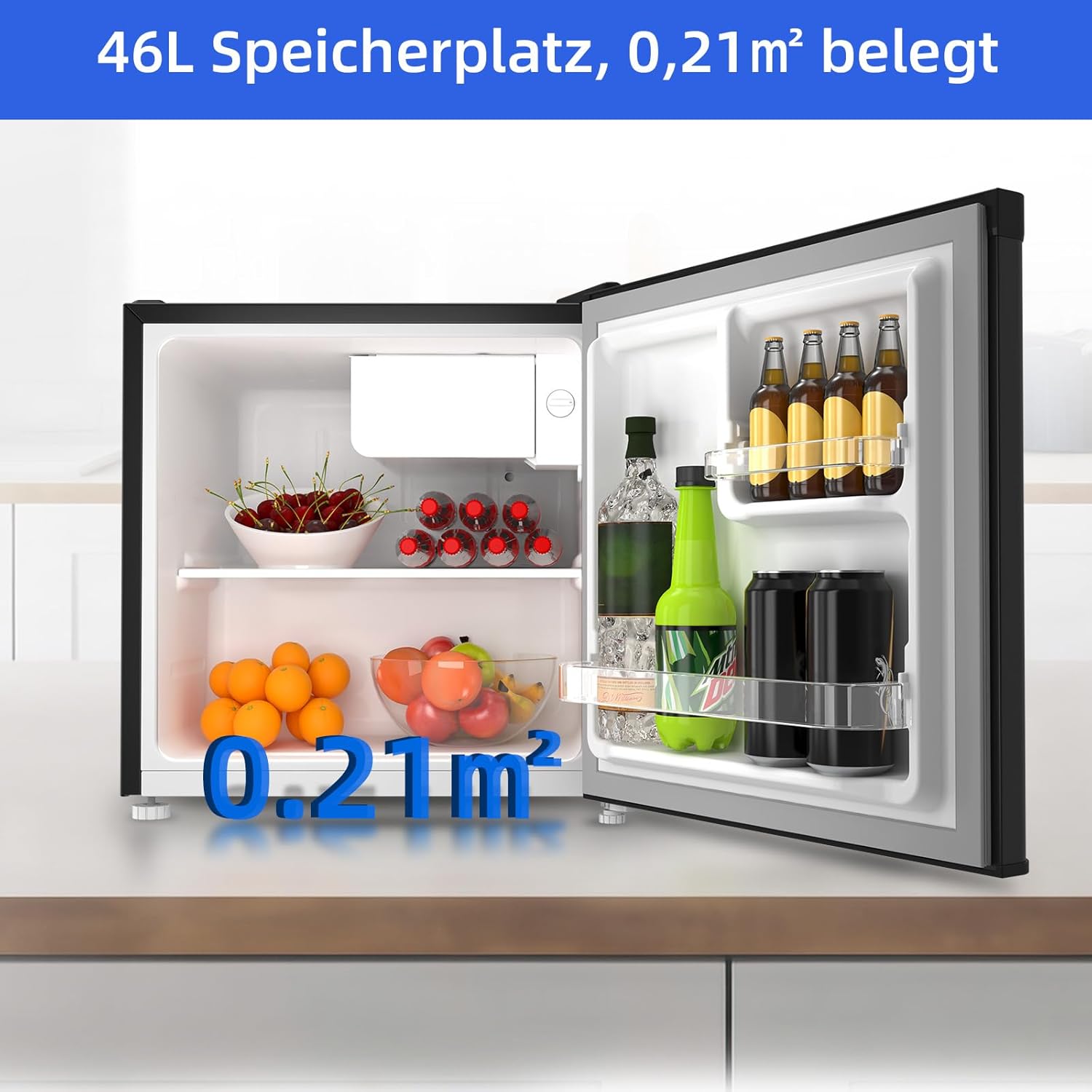 CHIQ Mini Bar Fridge 46 L, Mini Fridge, 49.6 x 47.4 x 44.7 cm (H x W x D), E Energy Consumption 80 kWh per Year, Very Quiet 39 dB – Bild 20
