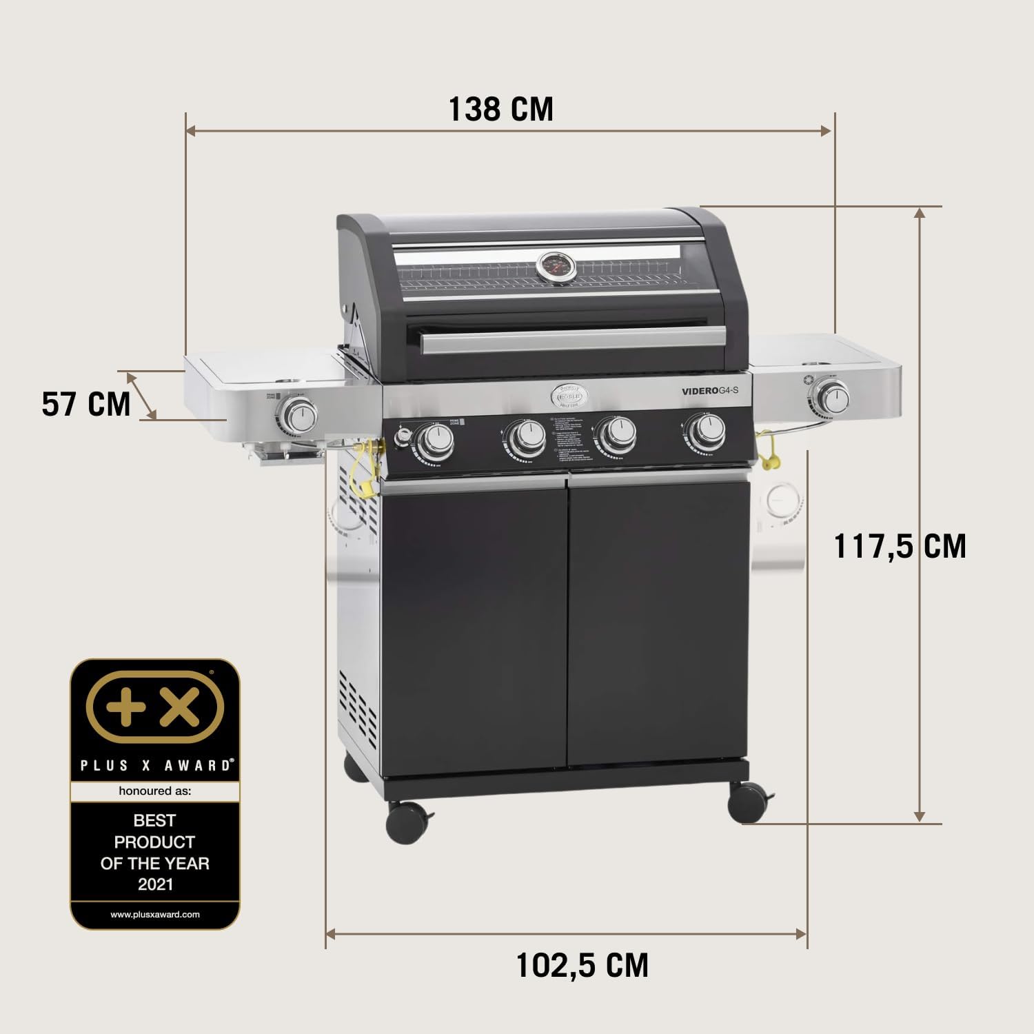 RÖSLE Elektrogrill BBQ-Portable Videro E2-P, tragbarer Tischgrill mit 2 Brennern, Warmhalterost und Deckel mit Glaseinsatz, pulverbeschichteter Stahl, schwarz/silbern – Bild 30