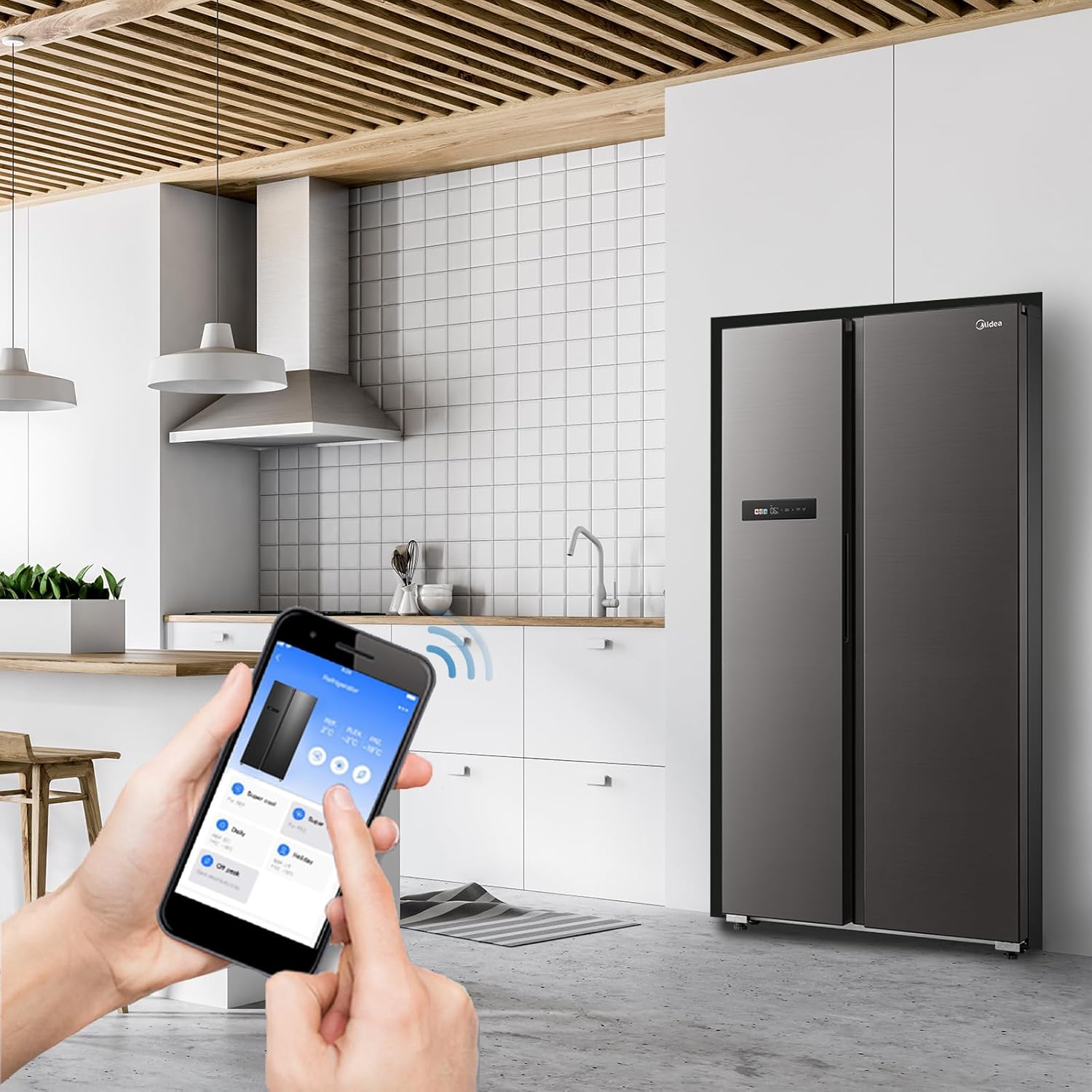 Midea KS-DDX 6.32 WT Side-by-Side Kühl-/Gefrierkombination/ 178,8 cm Hhe/ 254 kWh/Jahr/No Frost/Dual Inverter Compressor/mit 3in1 Wasser-/Eisspender und Wassertank, Dark Inox – Bild 41