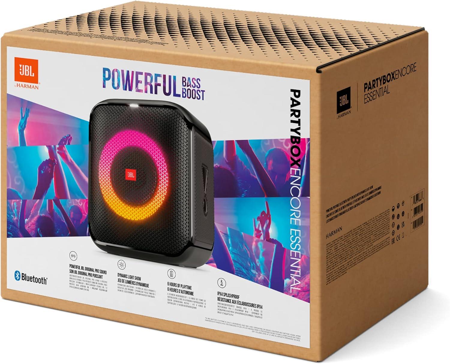 JBL PartyBox Encore – Tragbarer Party-Lautsprecher für drinnen und draußen – Mit eingebauten Lichtern, IPX4-Design und tiefem Bass – 10 Stunden Laufzeit – Schwarz – Bild 7