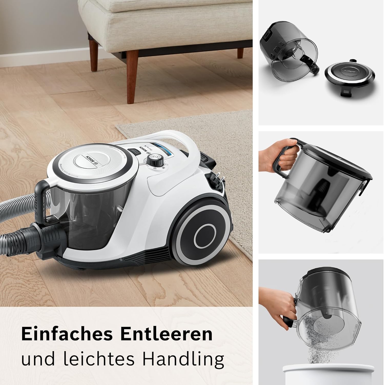 Bosch Staubsauger beutellos Serie 6 BGC41X36, Bodenstaubsauger, ideal für Allergiker, Hygiene-Filter, Bodendüse für Parkett, Teppich, Fliesen, Starke Saugleistung, leise, 700 W, blau – Bild 19