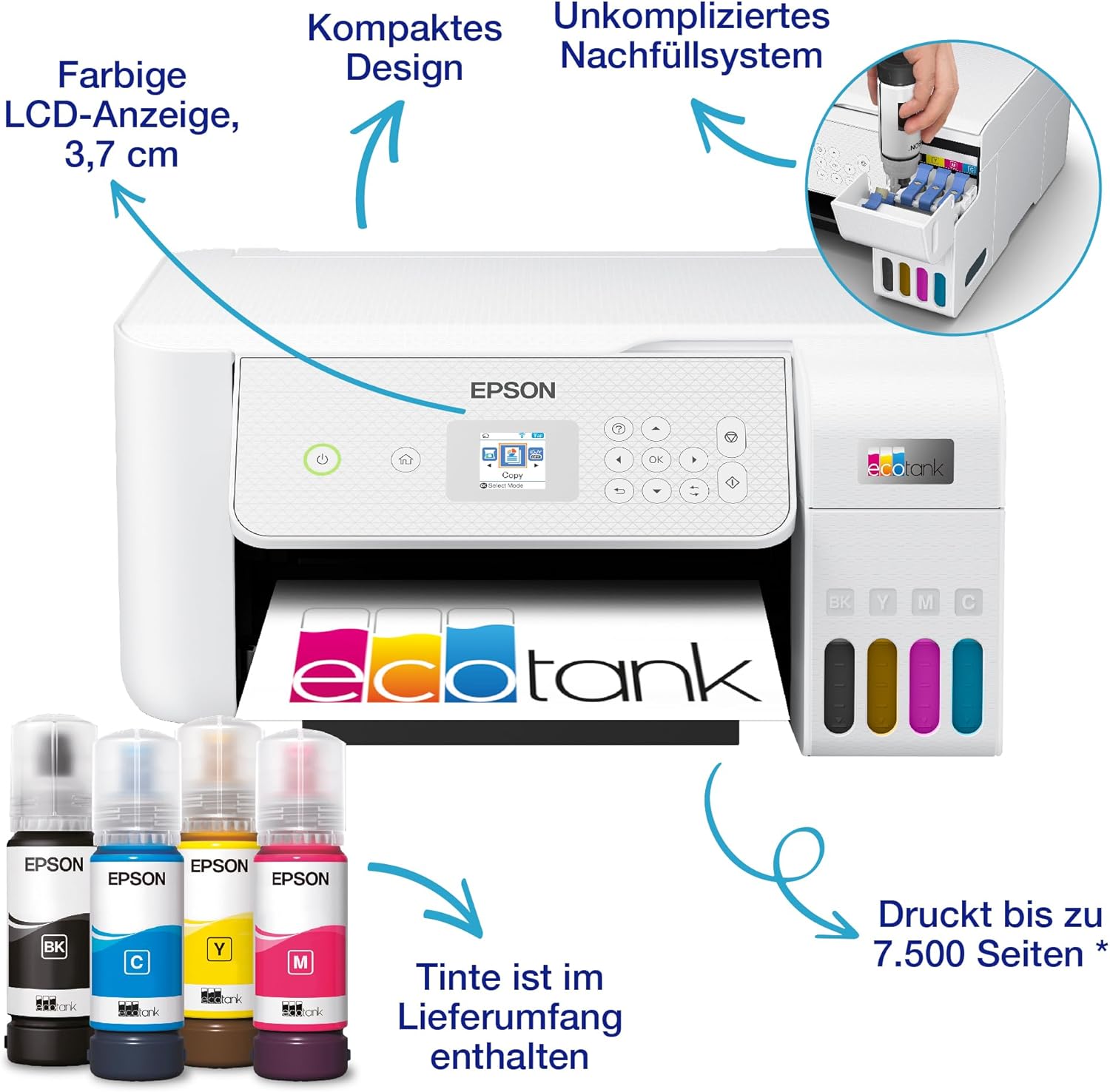 Epson EcoTank ET-2870 A4-Multifunktions-Wi-Fi-Tintentankdrucker, mit einem im Lieferumfang enthaltenen Vorrat an Tinten bis zu 3 Jahren – Bild 25