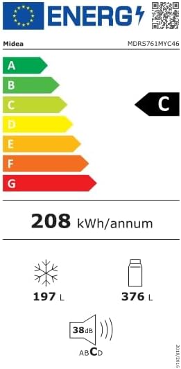 Midea KS-DDX 6.32 WT Side-by-Side Kühl-/Gefrierkombination/ 178,8 cm Hhe/ 254 kWh/Jahr/No Frost/Dual Inverter Compressor/mit 3in1 Wasser-/Eisspender und Wassertank, Dark Inox – Bild 16