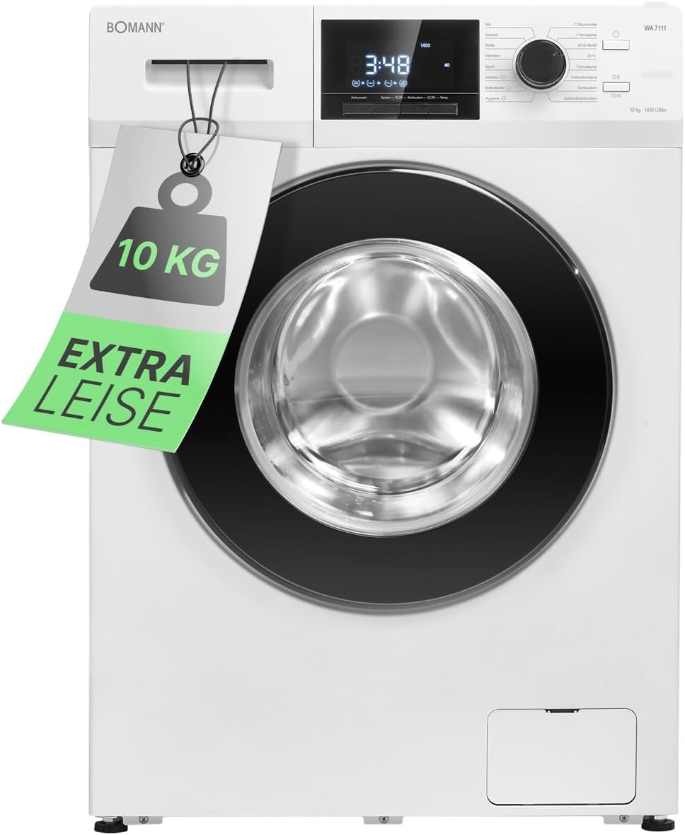 Bomann® Waschmaschine 10kg | max. 1400 U/min | 10 Jahre Motor-Garantie | effizienter, leiser & langlebiger Invertermotor | 15 Programme | Endzeitvorwahl | LED-Display | Washing Machine WA 7110 – Bild 2