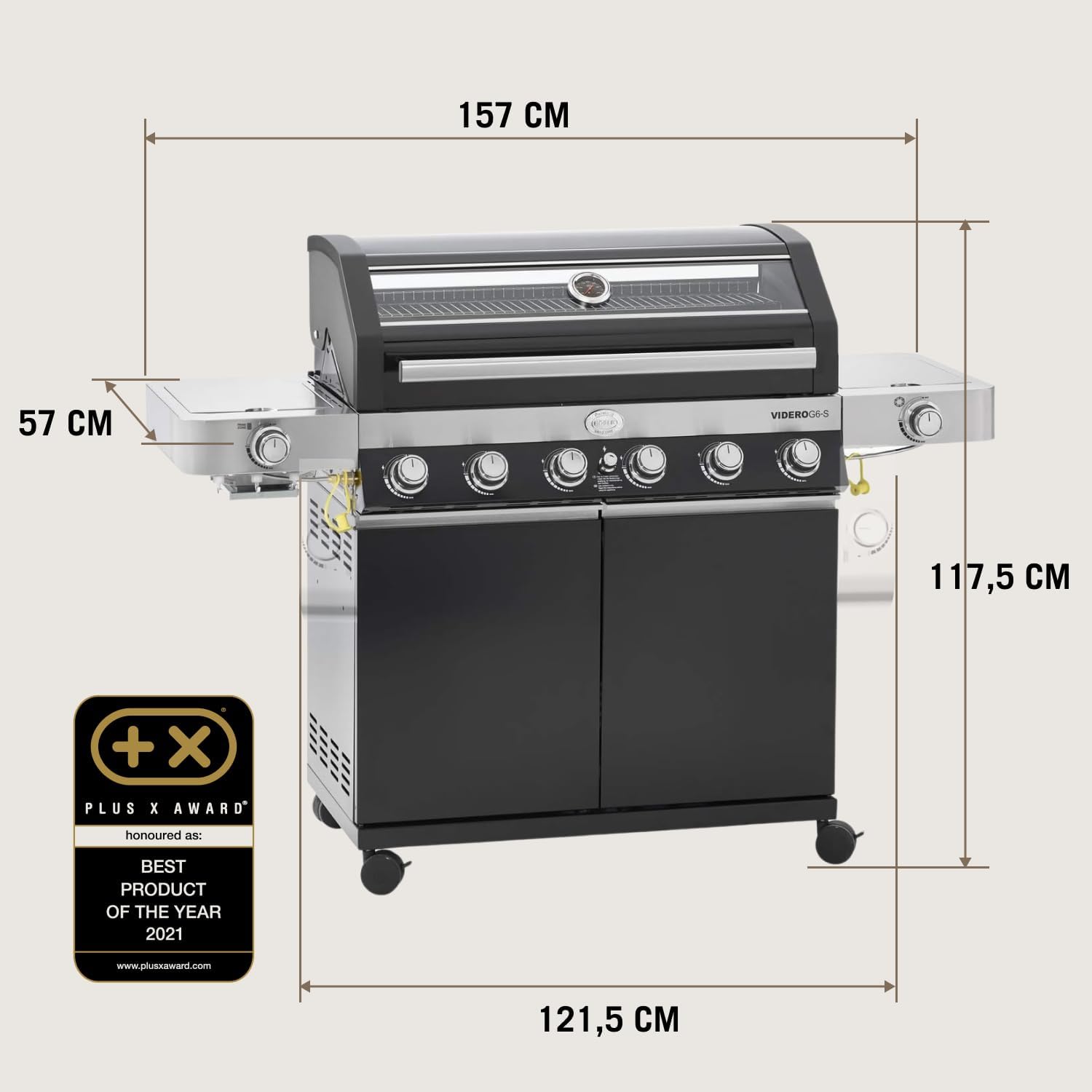RÖSLE Elektrogrill BBQ-Portable Videro E2-P, tragbarer Tischgrill mit 2 Brennern, Warmhalterost und Deckel mit Glaseinsatz, pulverbeschichteter Stahl, schwarz/silbern – Bild 68