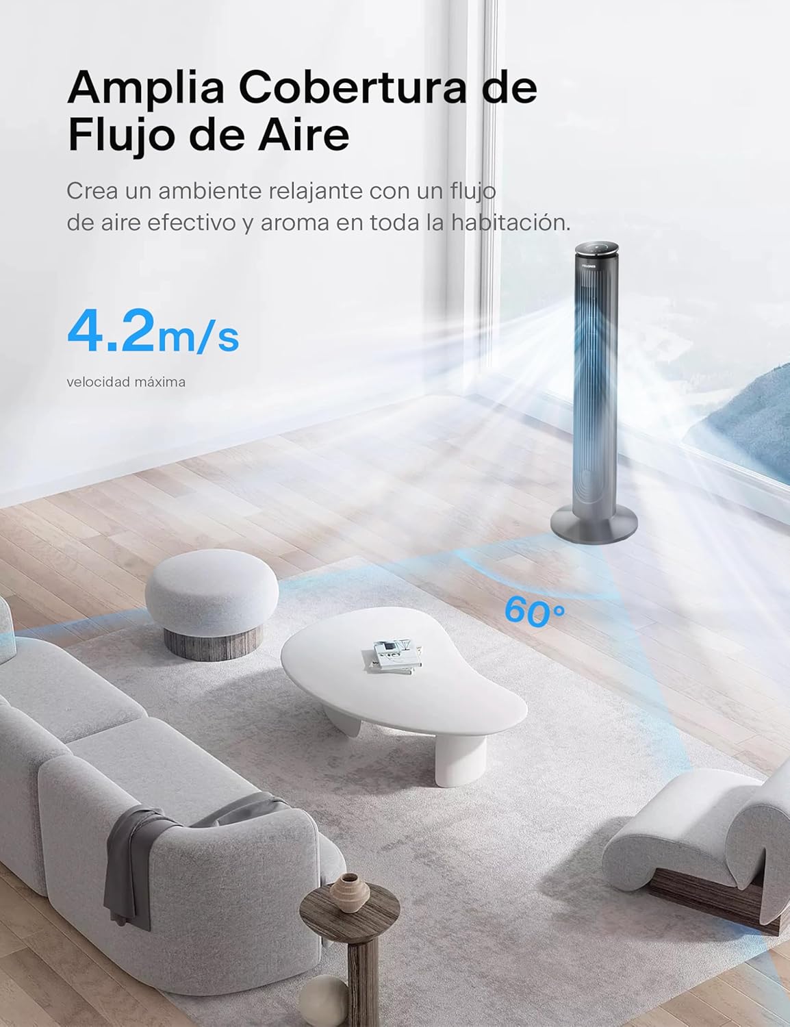 PELONIS Luftkühler mit Wasserkühlung, Klimaanlage Mobil, 5L Ventilator mit Wasserkühlung, Klimagert Luftbefeuchter mit Fernbedienung, 355m/h Klimaanlage Ohne Abluftschlauch – Bild 17