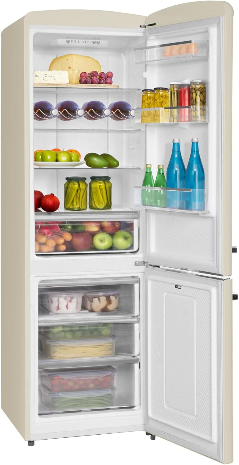 Amica KGCR 387 100 B Retro Kühl-/Gefrierkombination / Coffee Cream (Beige) / 181cm (H) x 55cm (B) x 62cm (T) / Retro-Design / Kühlschrank mit Gefrierfach – Bild 31