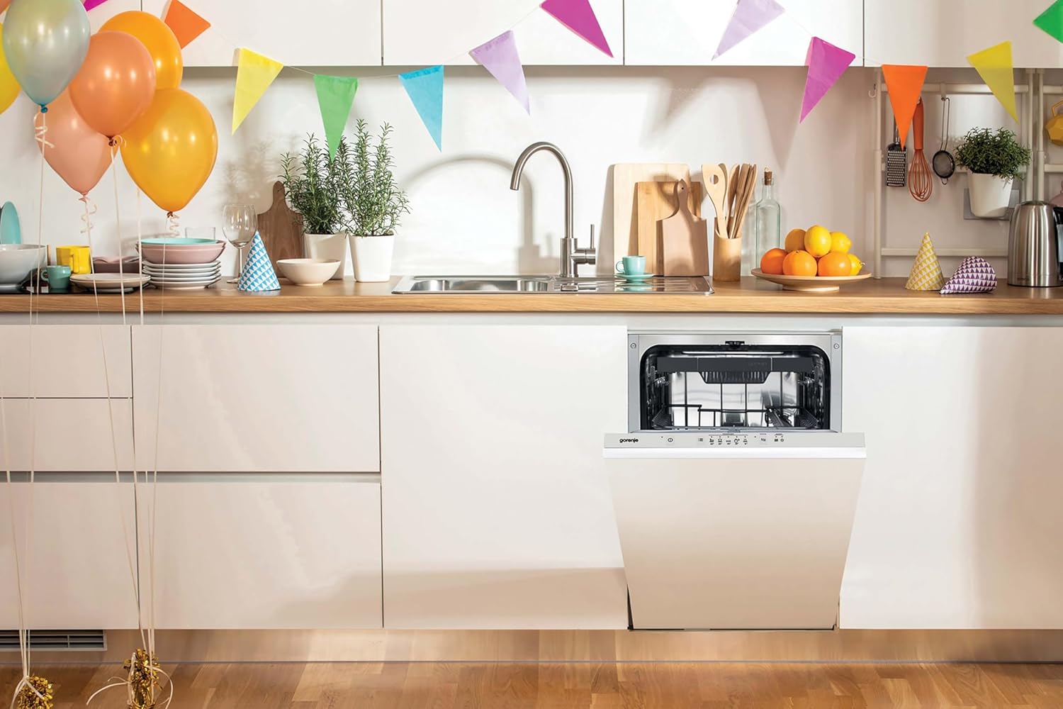 Gorenje GI 520 E15X Teilintegrierbarer Geschirrspüler / 45cm / 9 Maßgedecke / 5 Programme / 1h Reinigungsprogramm / höhenverstellbarer Oberkorb / vollständiger Überlaufschutz, Eingebaut, Edelstahl – Bild 10