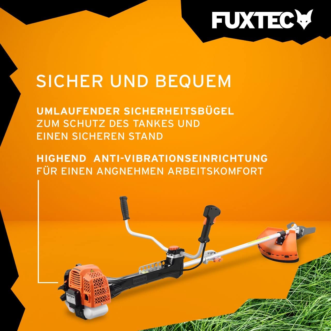 FUXTEC Profi Benzin Motorsense FX-PS162 – Profisense mit 62ccm, Faden und Komfort-Tragegurt – Rasentrimmer mit Antivibrationssystem – 2-Takt Freischneider Fadenspule – Bild 17