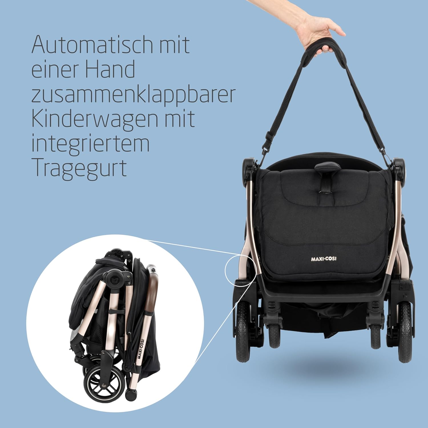 Maxi-Cosi Lara2 Baby Kinderwagen, 0–4 Jahre, 0–22 kg, federleichter, kompakter Buggy, 3 Liegepositionen, flache Liegeposition, klein zusammenklappbar, Schultergurt, Essential Graphite – Bild 28