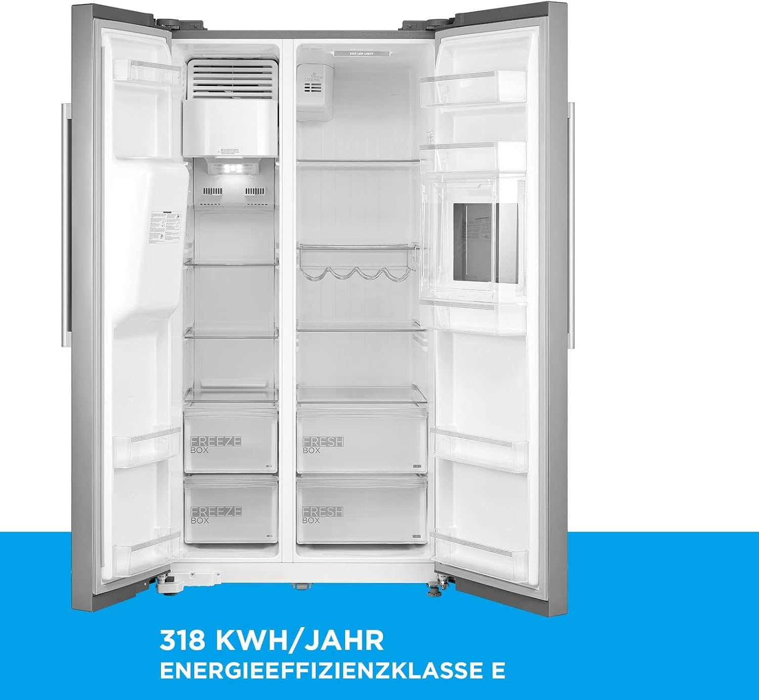 Midea KS-DDX 6.32 WT Side-by-Side Kühl-/Gefrierkombination/ 178,8 cm Hhe/ 254 kWh/Jahr/No Frost/Dual Inverter Compressor/mit 3in1 Wasser-/Eisspender und Wassertank, Dark Inox – Bild 20