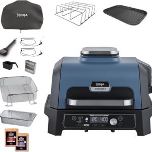 Ninja Woodfire Electric BBQ Grill & Smoker & Air Fryer, 7-in-1 Outdoor BBQ Grill, Air Fry, Smoke, Roast, Bake and more, Weather Resistant, Non-Stick, Portable, Electric, Grey/Black OG701EU