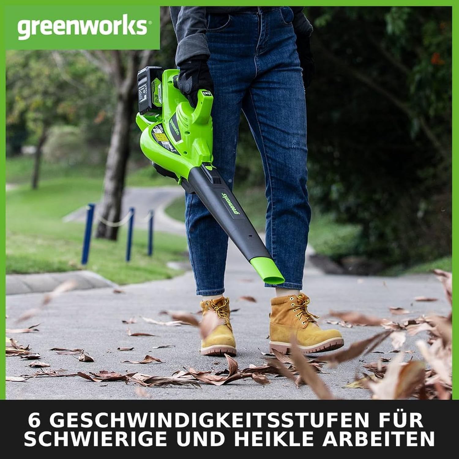 Greenworks 48V(2x24V) Akku Laubsauger / Laubblser mit Schultergurt, bürstenloser Motor, 322 km/h, 9 m/min, 45L Fangsack, zwei 4Ah Batterien & Ladegert, 3 Jahre Garantie GD24X2BVK4X – Bild 10