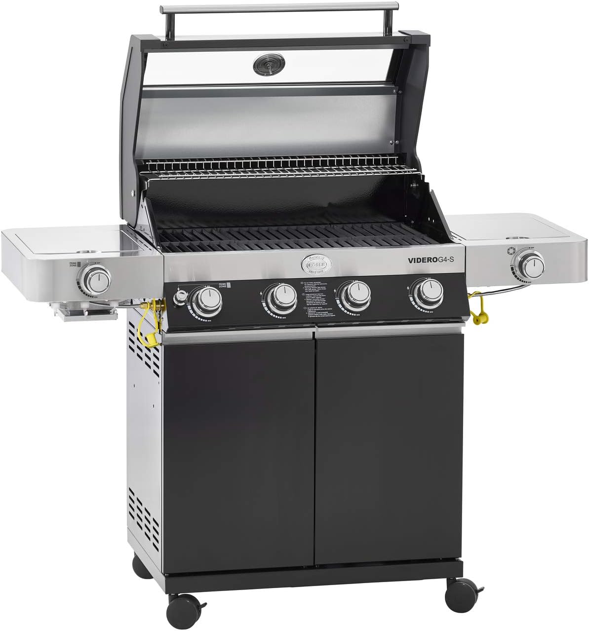 RÖSLE Elektrogrill BBQ-Portable Videro E2-P, tragbarer Tischgrill mit 2 Brennern, Warmhalterost und Deckel mit Glaseinsatz, pulverbeschichteter Stahl, schwarz/silbern – Bild 18