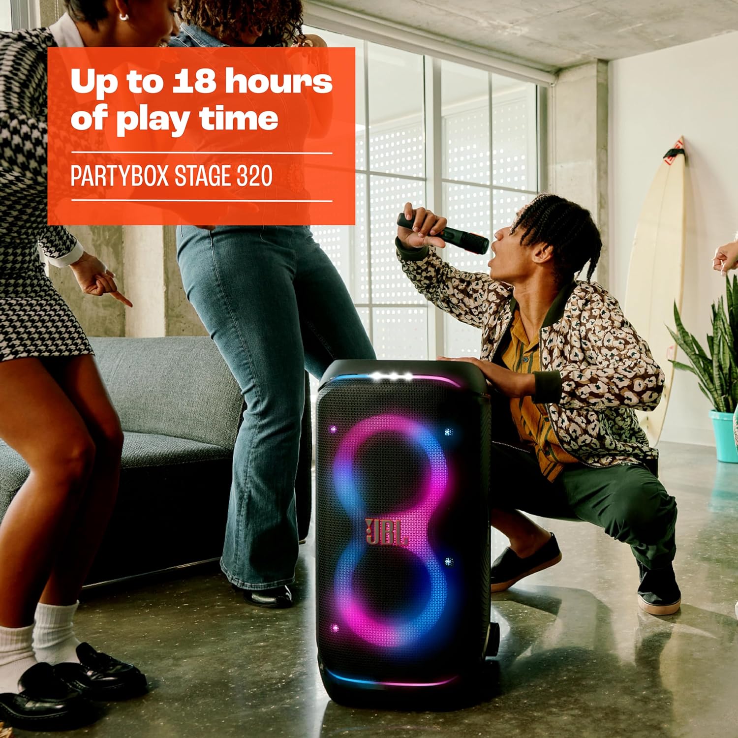 JBL Partybox Stage 120 in Schwarz – Tragbare Bluetooth-Lautsprecher-Box mit JBL Pro Sound, Lichtshow, KI-Sound-Boost und Teleskopgriff – 12 h Laufzeit – Bild 4