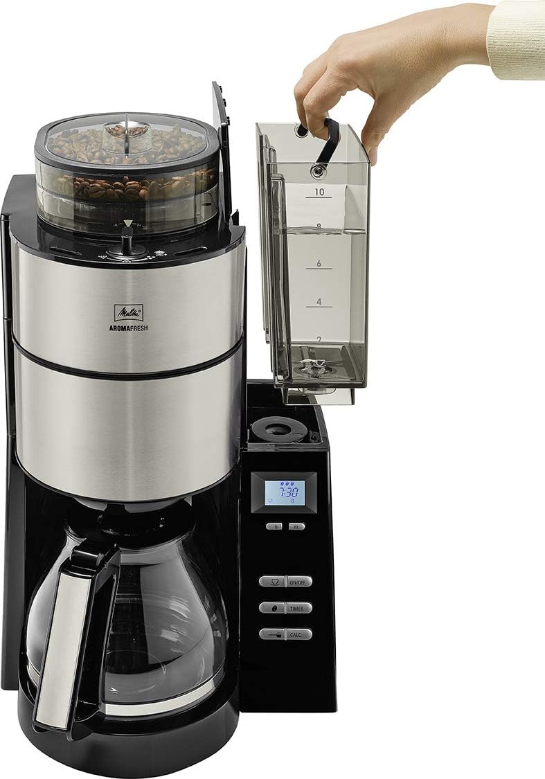 Melitta AromaFresh - Filterkaffeemaschine - mit Glaskanne - integriertes Mahlwerk - Timer Funktion - 10 Tassen - Pure Black – Bild 47