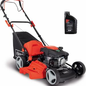 Scheppach MS161-46 Benzin Rasenmäher - 46 cm Schnittbreite | 55 Liter Fangkorb | Stahlgehäuse | 7-stufige Höhenverstellung | Mulchfunktion | Radantrieb | Seitenauswurf | inkl. Motoröl