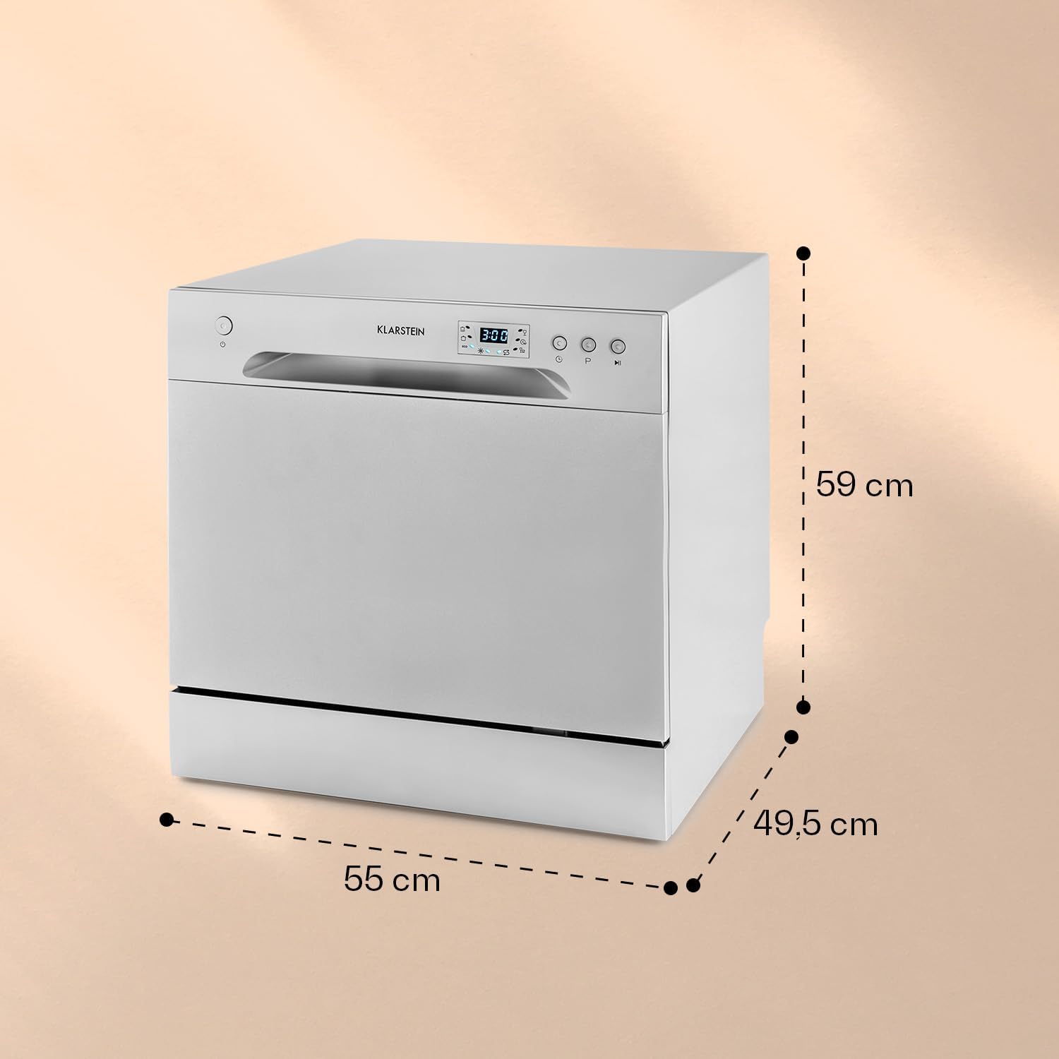 Klarstein ia 8 - Spülmaschine, Geschirrspüler, Freistehend, Teilintegriert, F, 55 cm breit, 8 Maßgedecke, 6 Programme, Aquastop, silber – Bild 70