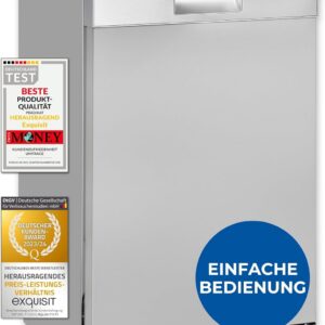 Exquisit Geschirrspüler, 9 Maßgedecke, Spülmaschine 45 cm, Power+, ECO-Modus, Geschirrspüler 45 cm, GSP59109-030E silber
