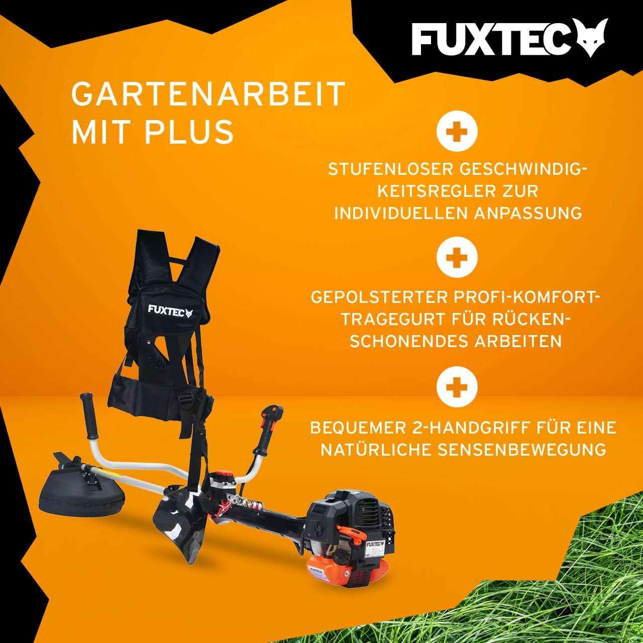 FUXTEC Profi Benzin Motorsense FX-PS162 – Profisense mit 62ccm, Faden und Komfort-Tragegurt – Rasentrimmer mit Antivibrationssystem – 2-Takt Freischneider Fadenspule – Bild 6
