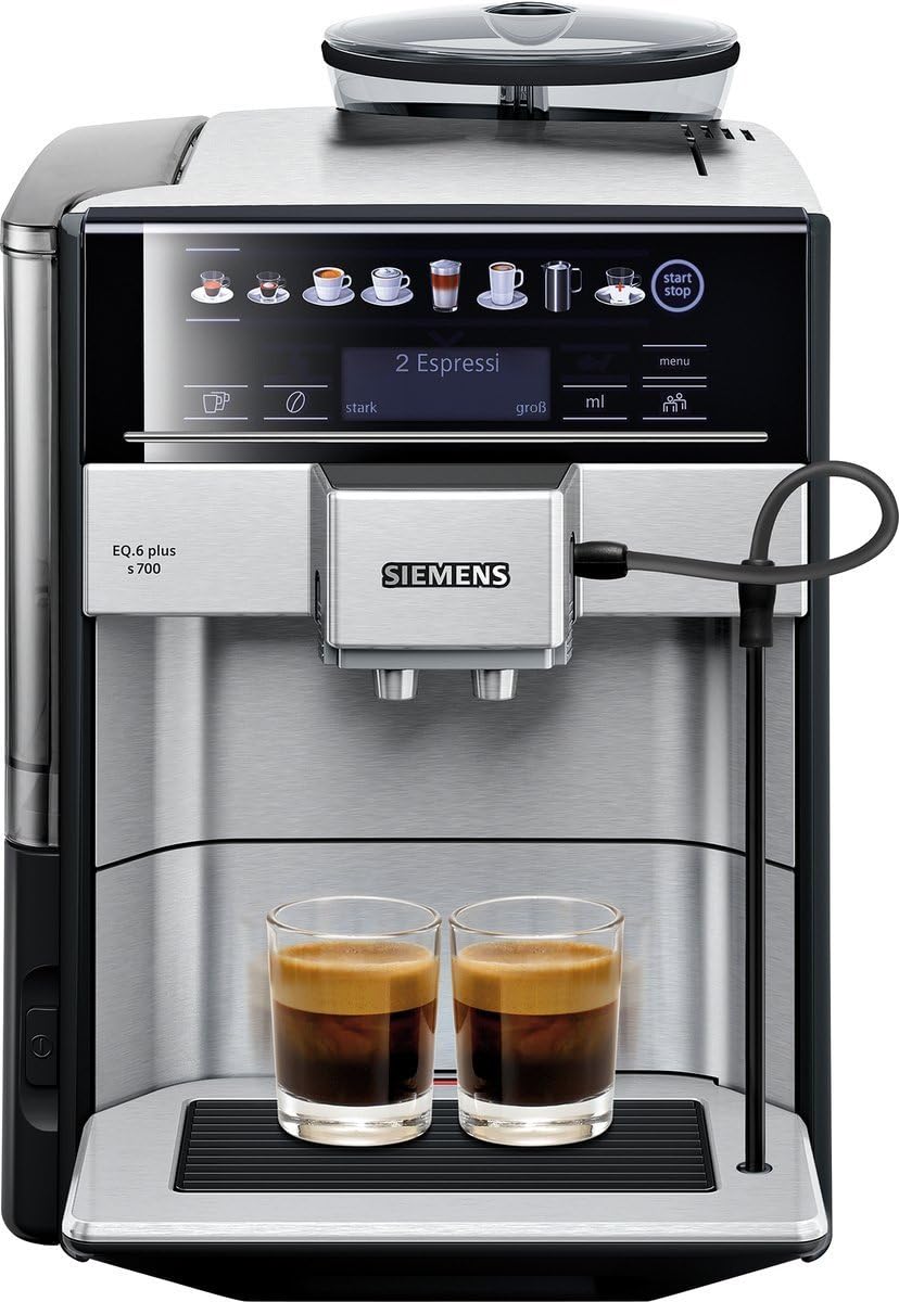 SIEMENS Kaffeevollautomat EQ6 plus s700 TE657503DE, für viele Kaffeespezialitäten, Milch-Aufschäumdüse, Keramikmahlwerk, Doppeltassenfunktion, Antikalk, automatische Dampfreinigung, 1500 W, edelstahl – Bild 2