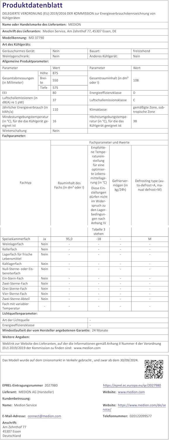 MEDION Retro Kühl-Gefrierkombination (95L Kühlschrank, 13L 4 Sterne Gefrierfach, 108 Liter Nutzinhalt, LED Innenbeleuchtung, Stufenlose Temperaturregelung, MD 37790) rot – Bild 10