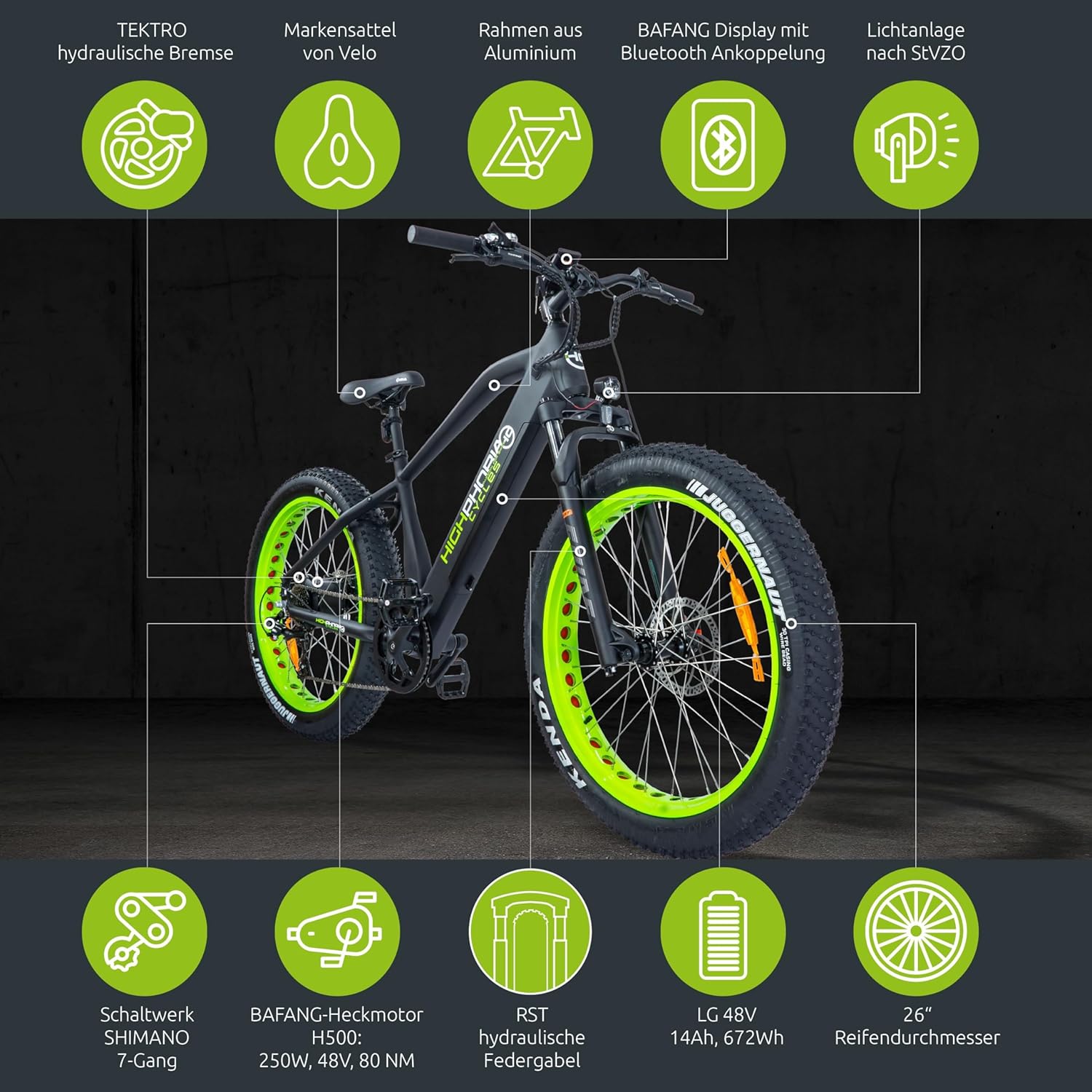 Highphoria Elektrofahrrad Erwachsene, 250W 25 km/h E-Bike mit Batterie, Starker Motor, Kettenschaltung, E-Mountainbike mit Hydraulische Federgabel Pedelec für Damen & Herren – Bild 30