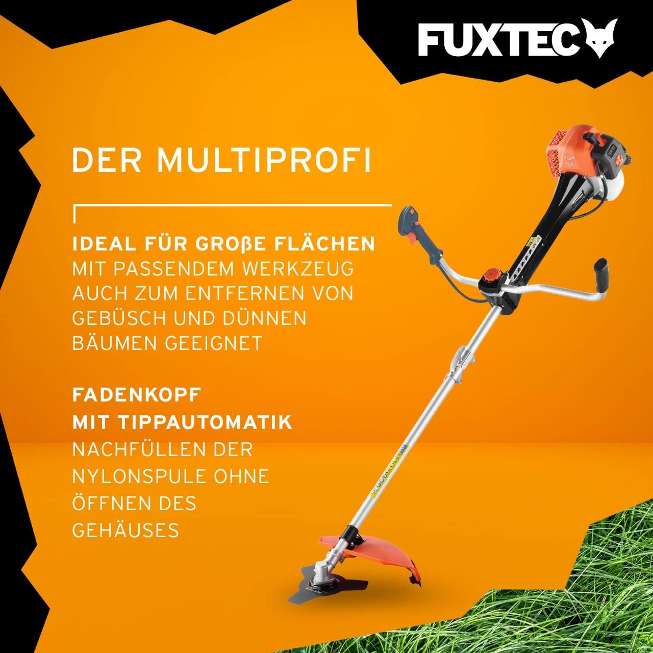 FUXTEC Profi Benzin Motorsense FX-PS162 – Profisense mit 62ccm, Faden und Komfort-Tragegurt – Rasentrimmer mit Antivibrationssystem – 2-Takt Freischneider Fadenspule – Bild 16