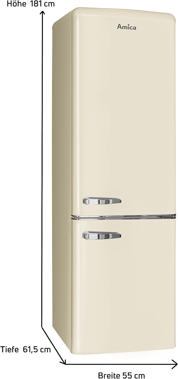 Amica KGCR 387 100 B Retro Kühl-/Gefrierkombination / Coffee Cream (Beige) / 181cm (H) x 55cm (B) x 62cm (T) / Retro-Design / Kühlschrank mit Gefrierfach – Bild 16